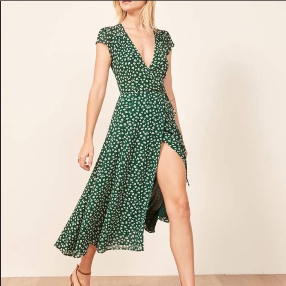 Reformation Carina Midi Dress in Green Size SP